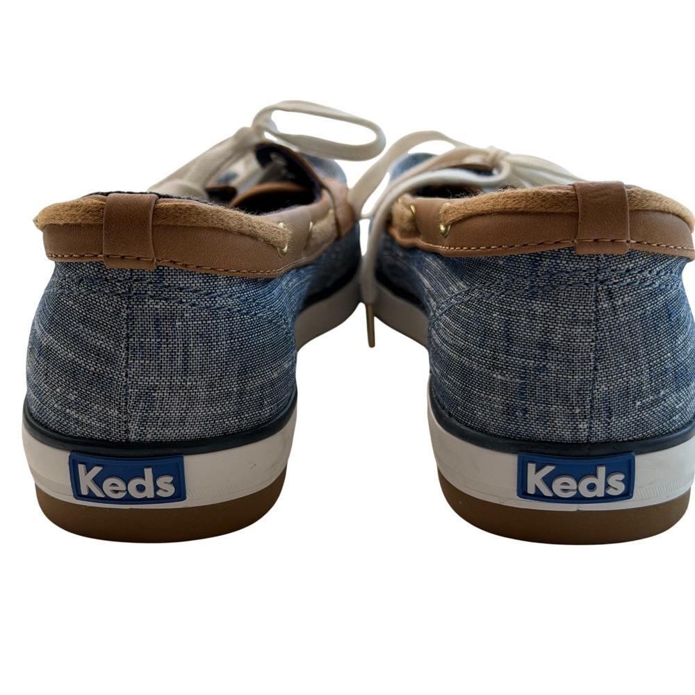 Keds Boat Shoes Blue Chambray Beige Trim Dream Foam Nautical Coastal Preppy Sz 8 - Picture 2 of 6